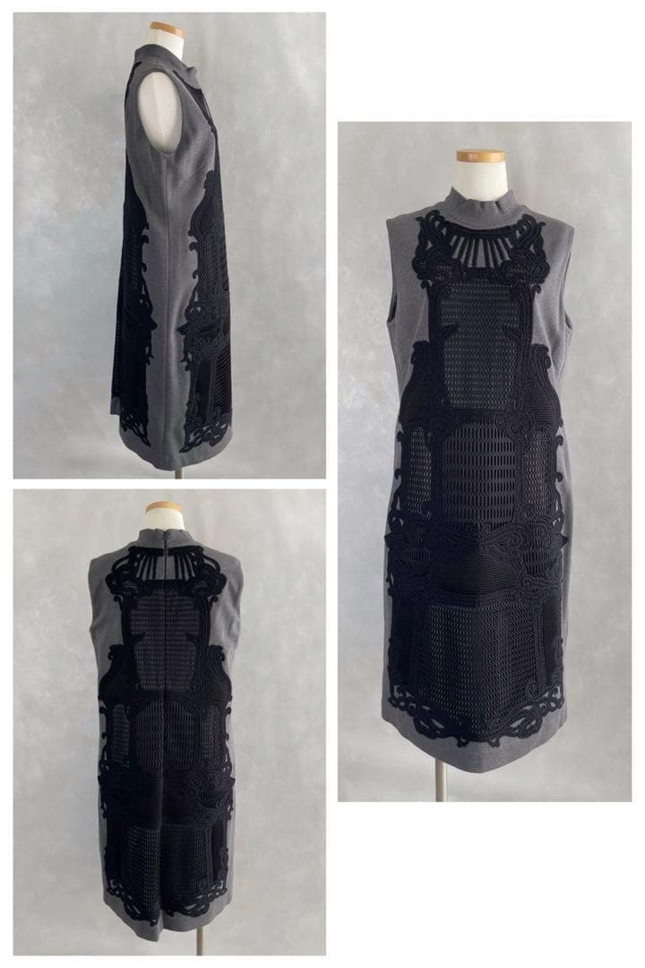 極美品✨ヴィヴィアンタム　メッシュ　ノースリーブワンピース　XL 42 グレー