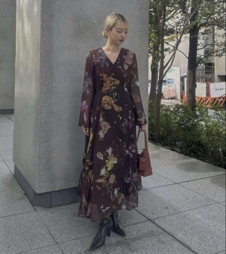 【新品】AMERI UND SCAN FLOWER DRESS