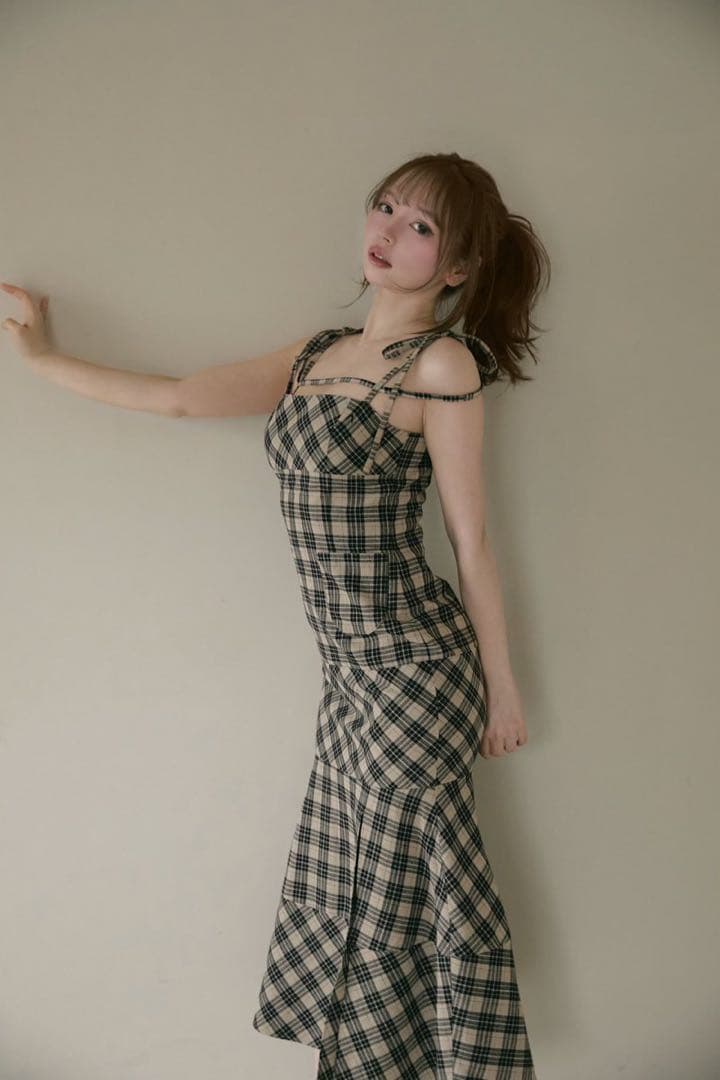 【即日発送】ANDMARY Cecily check long dress