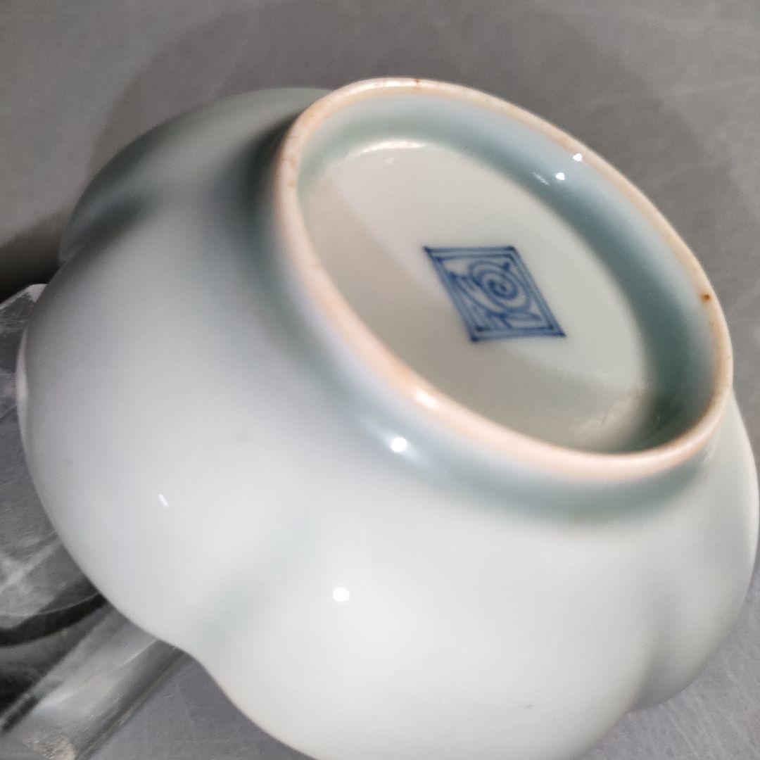 A1291-6/十二代酒井田柿右衛門/渦福銘青磁錦鳳凰画小皿5客/共箱/懐石道具