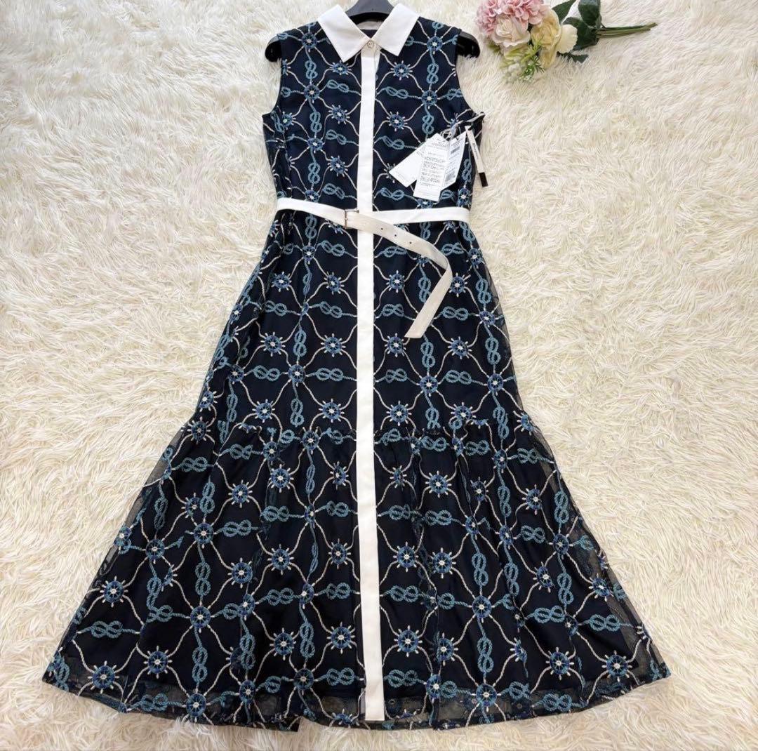 【未使用品】24年　マリン刺繍チュールワンピース　グレースコンチネンタル 36