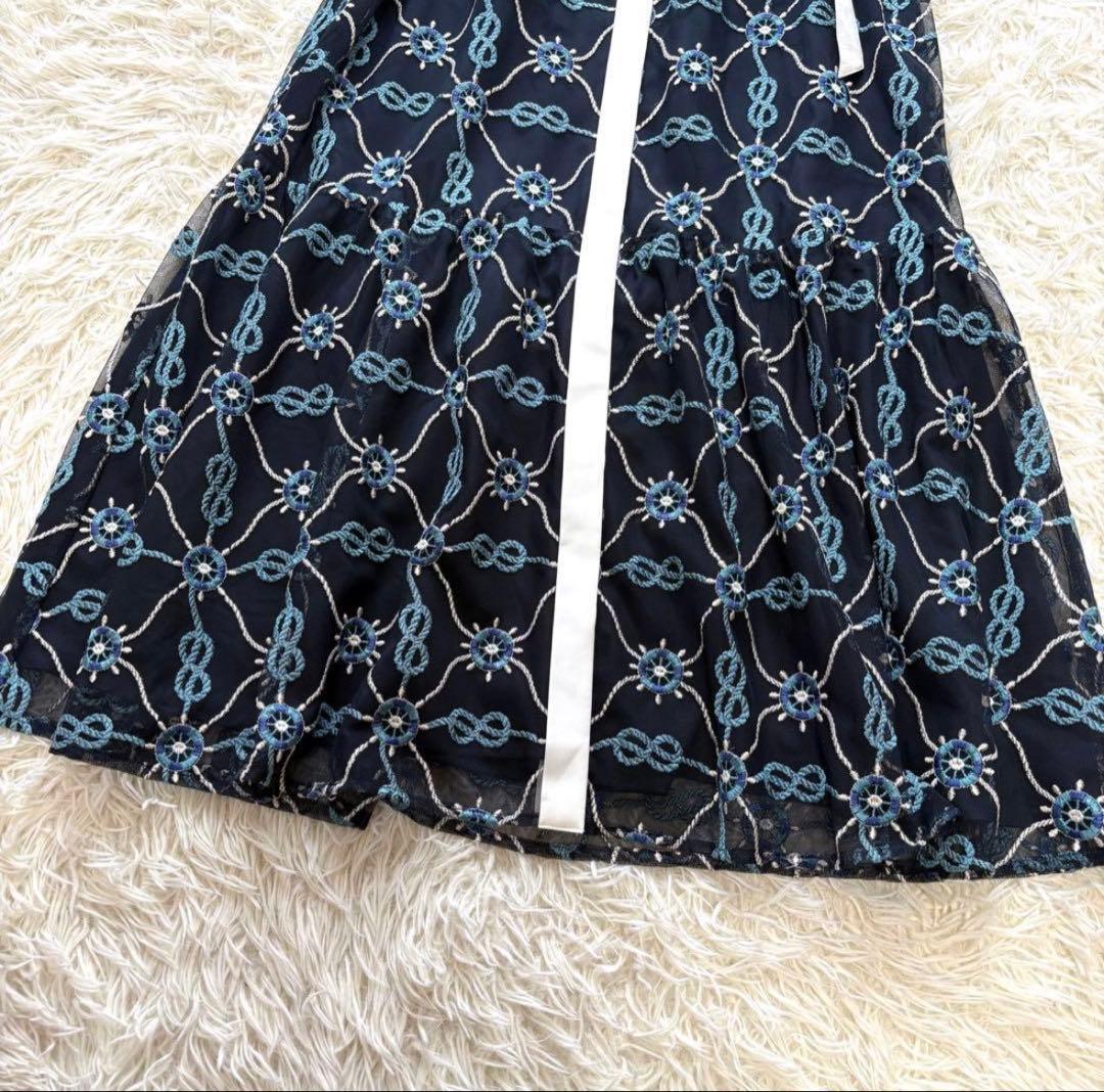 【未使用品】24年　マリン刺繍チュールワンピース　グレースコンチネンタル 36