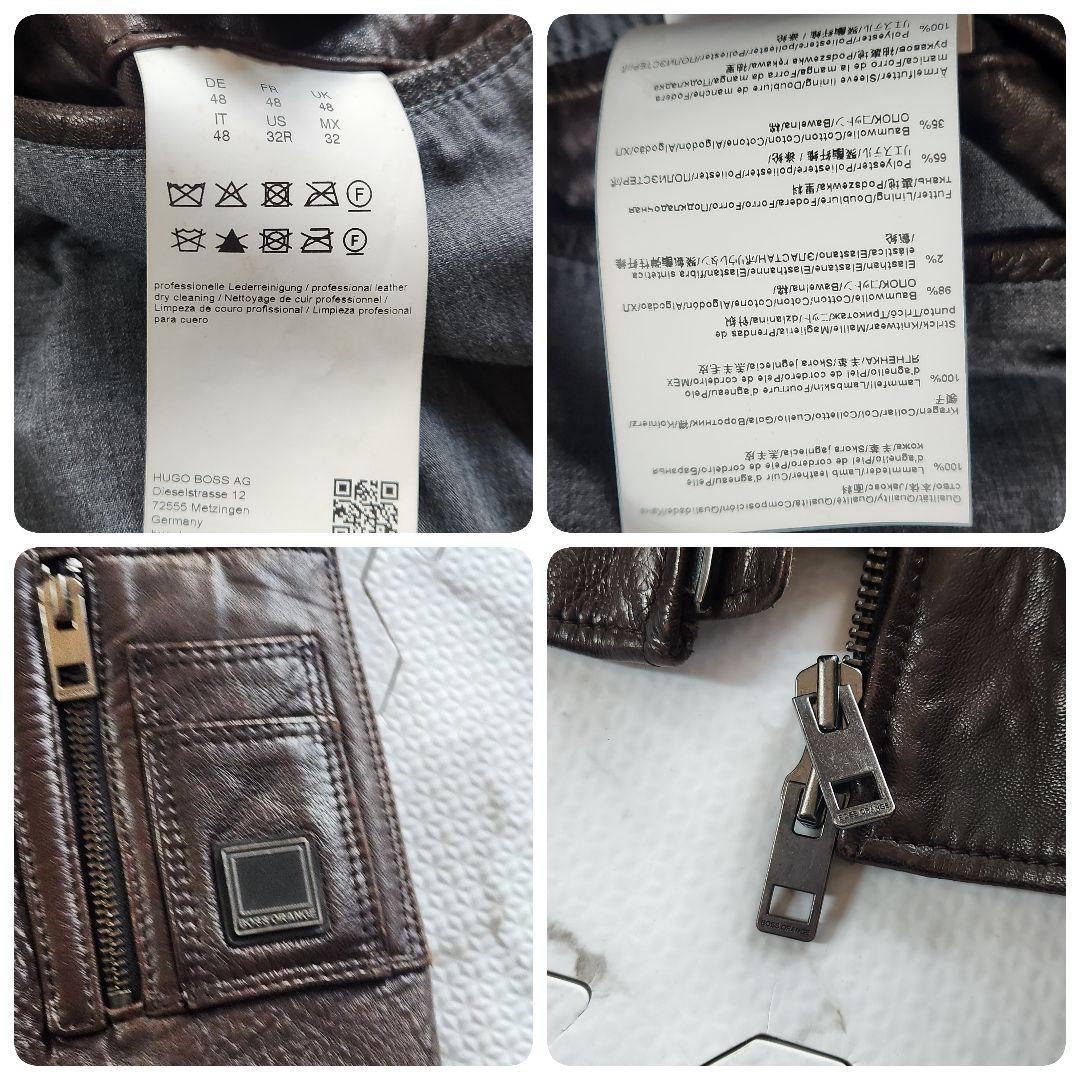 XL相当 HUGO BOSS レザージャケット フライトジャケット ラムレザー