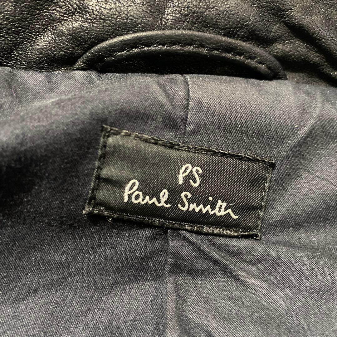 希少✨PS Paul Smith ラムレザー　シングルライダースジャケット　黒