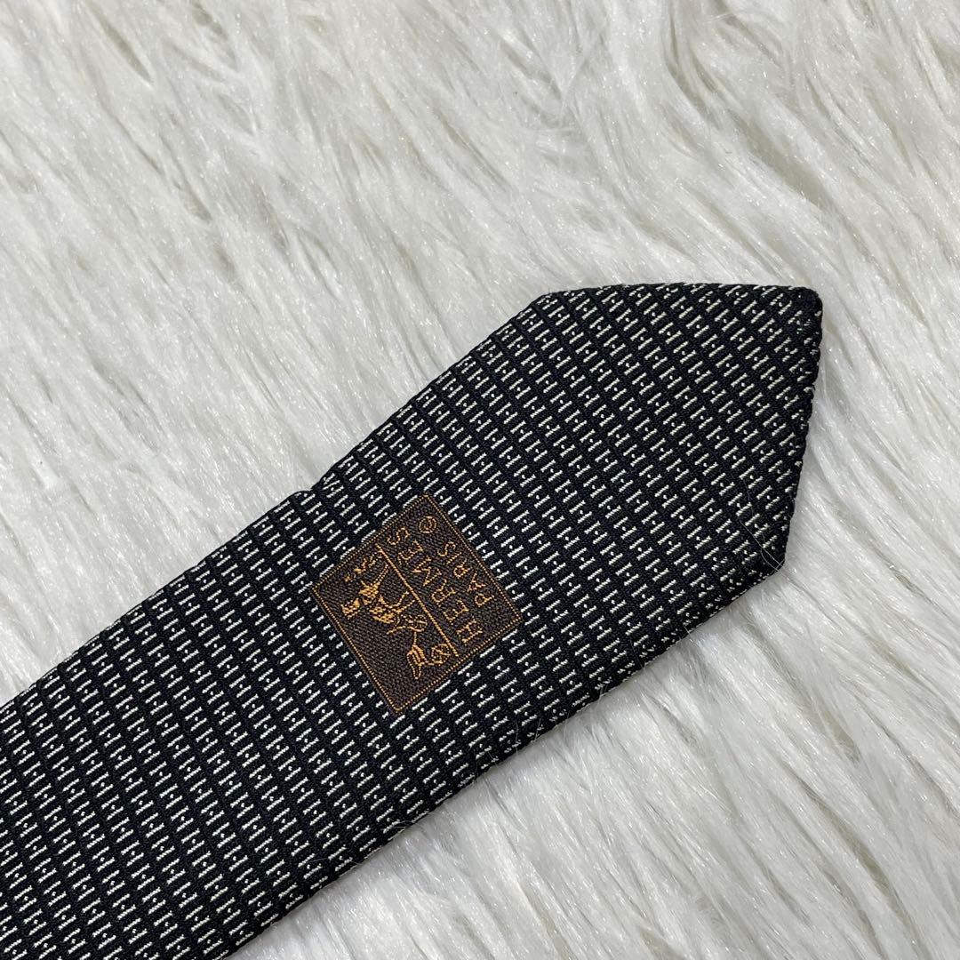 TG3139 HERMES エルメス パターン柄 シルク ネクタイ フランス製