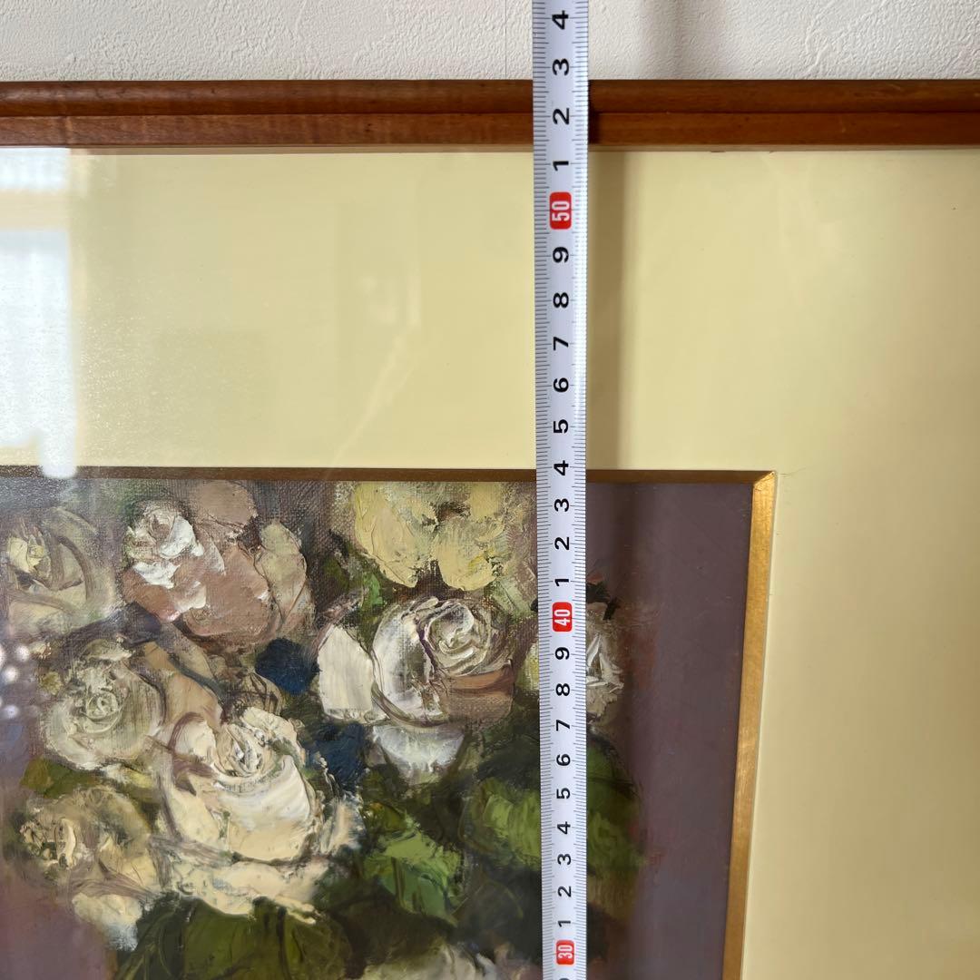 作者不詳　Hagiwara 油彩画 花瓶の薔薇