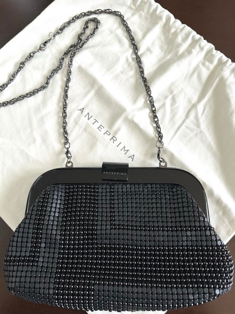 【美品】ANTEPRIMA ビーズショルダーバッグ・パーティバッグ　2way黒