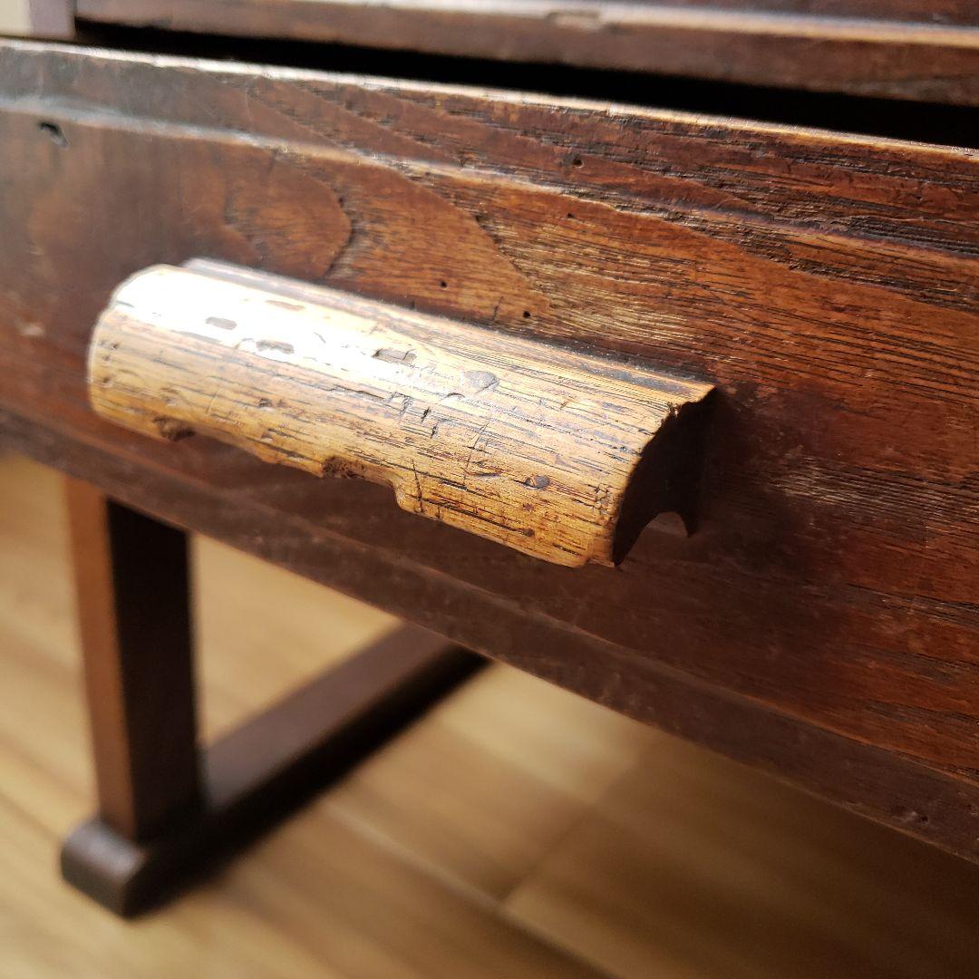 可愛い過ぎる古い机　帳場机　文机　古家具　ローテーブル　抽斗　欅　飾り台