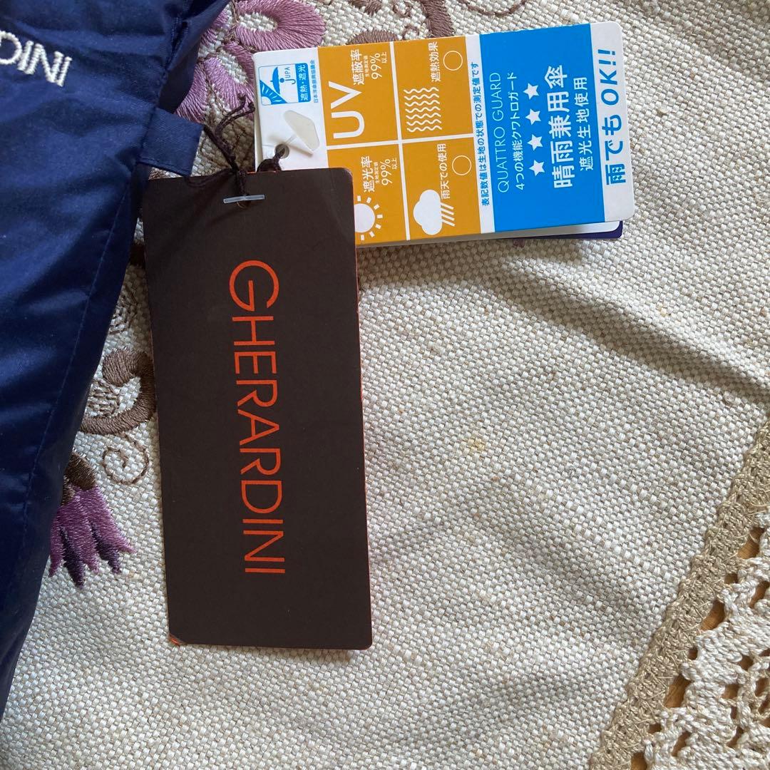GHERARDINI ネイビ 折りたたみ傘 晴雨兼用クワトロガード遮光率ＵＶ