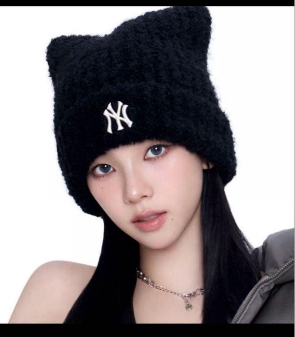 ☆ラス1☆ MLB korea aespa カリナ 着用 ビーニー 猫耳 紐付き