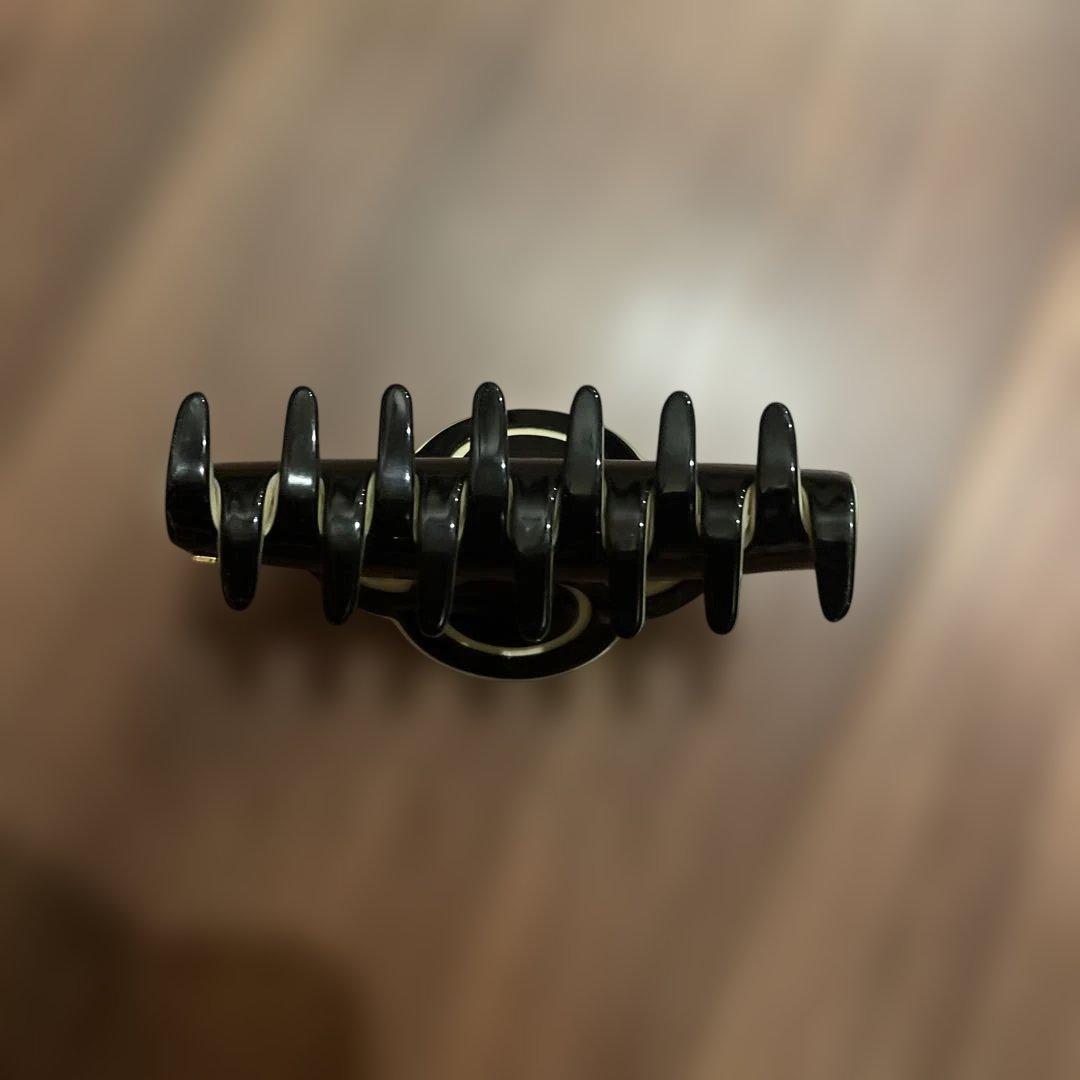 装飾的な黒とアイボリーのヘアクリップ