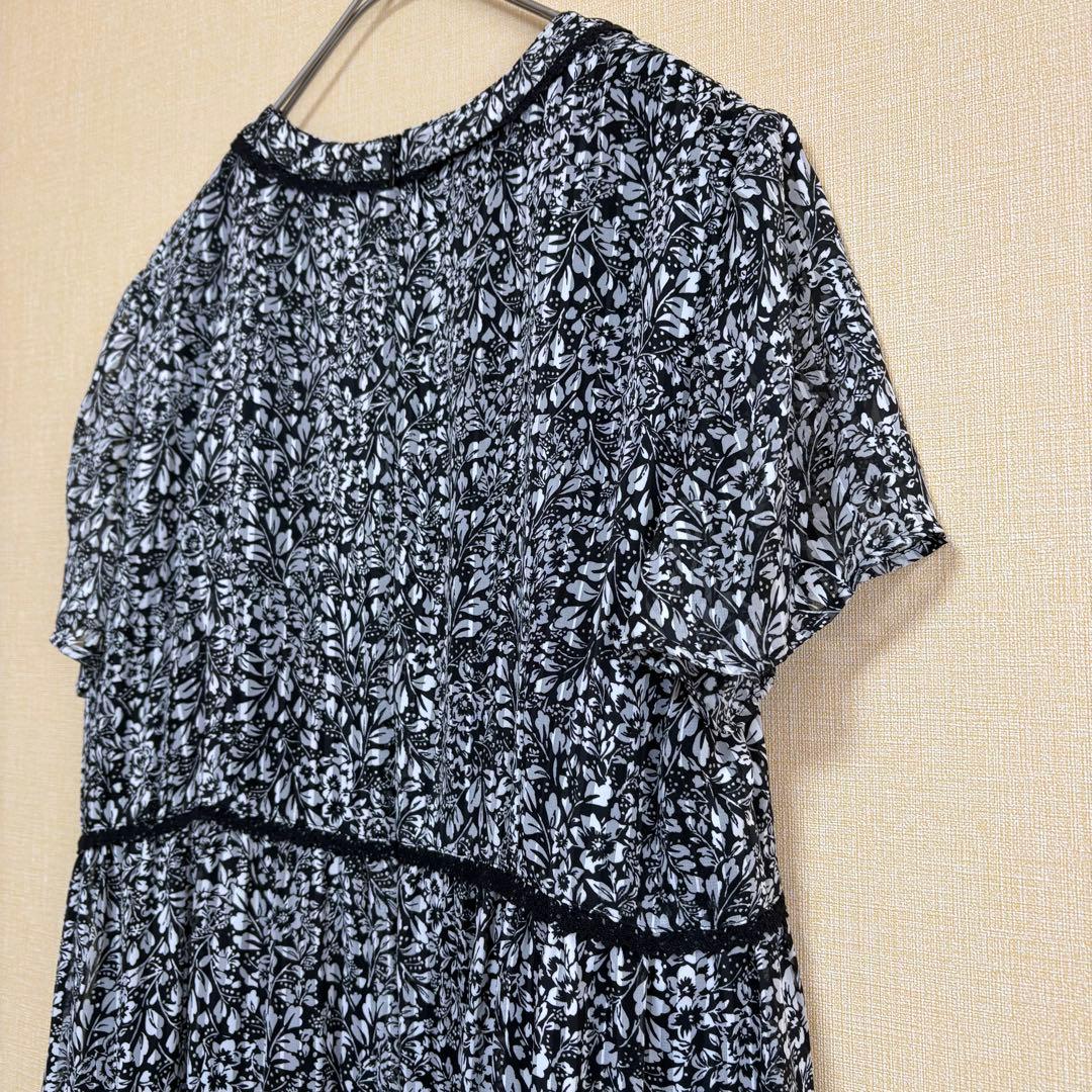 【2022年】レリアン　ボタニカル柄フレアワンピース　9号　花柄　ロング　465