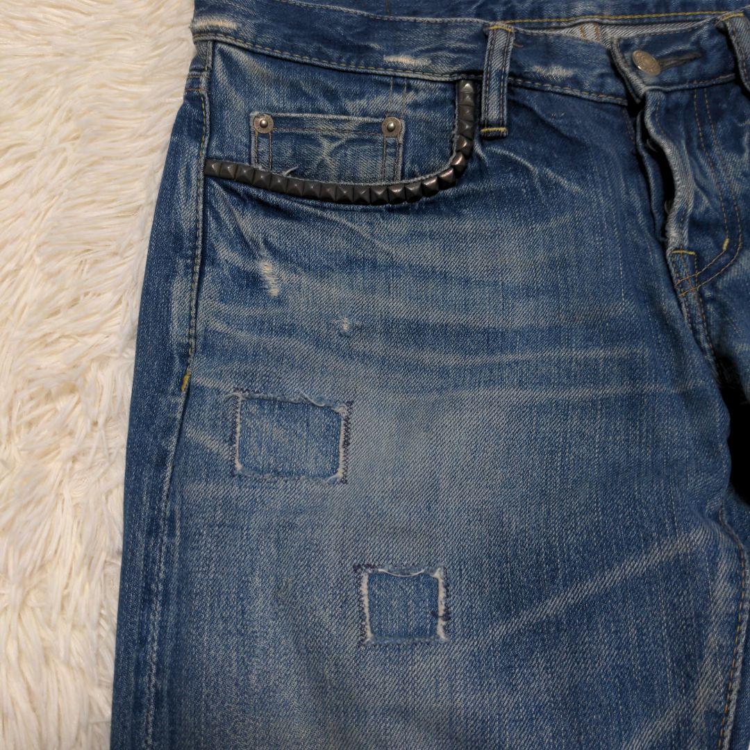 HYSTERIC GLAMOUR ヒステリックグラマー スタッズ ダメージデニム