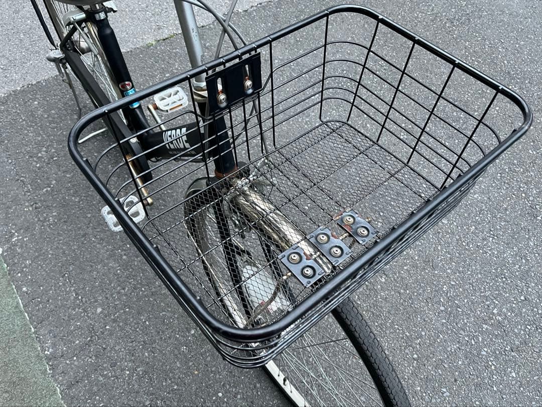 中古美品LEDオートライト内装3段自転車★大型カゴ★27インチ★黒※配達地域限定