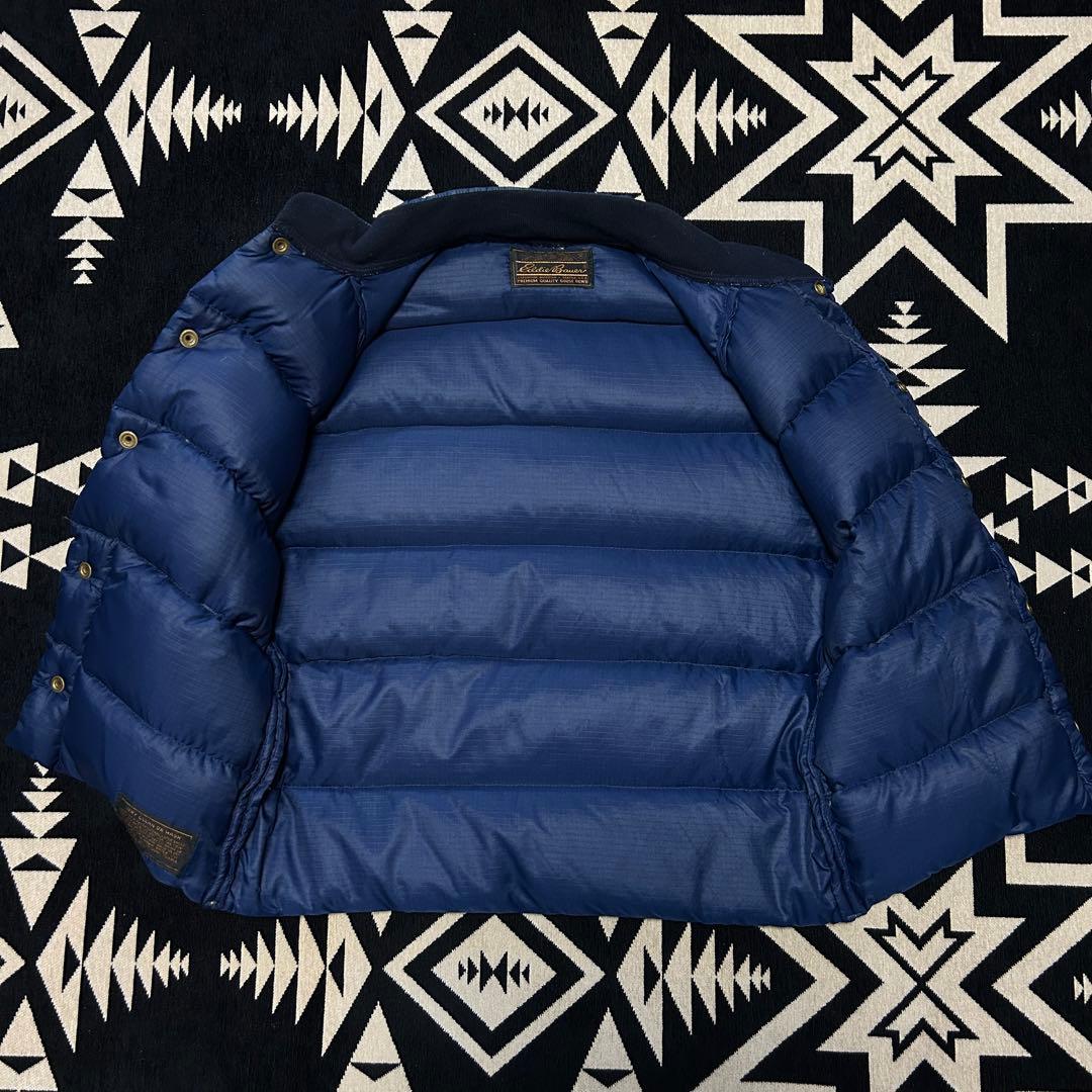 70s Eddie Bauer ダウンベスト 黒タグ リップストップ ネイビー