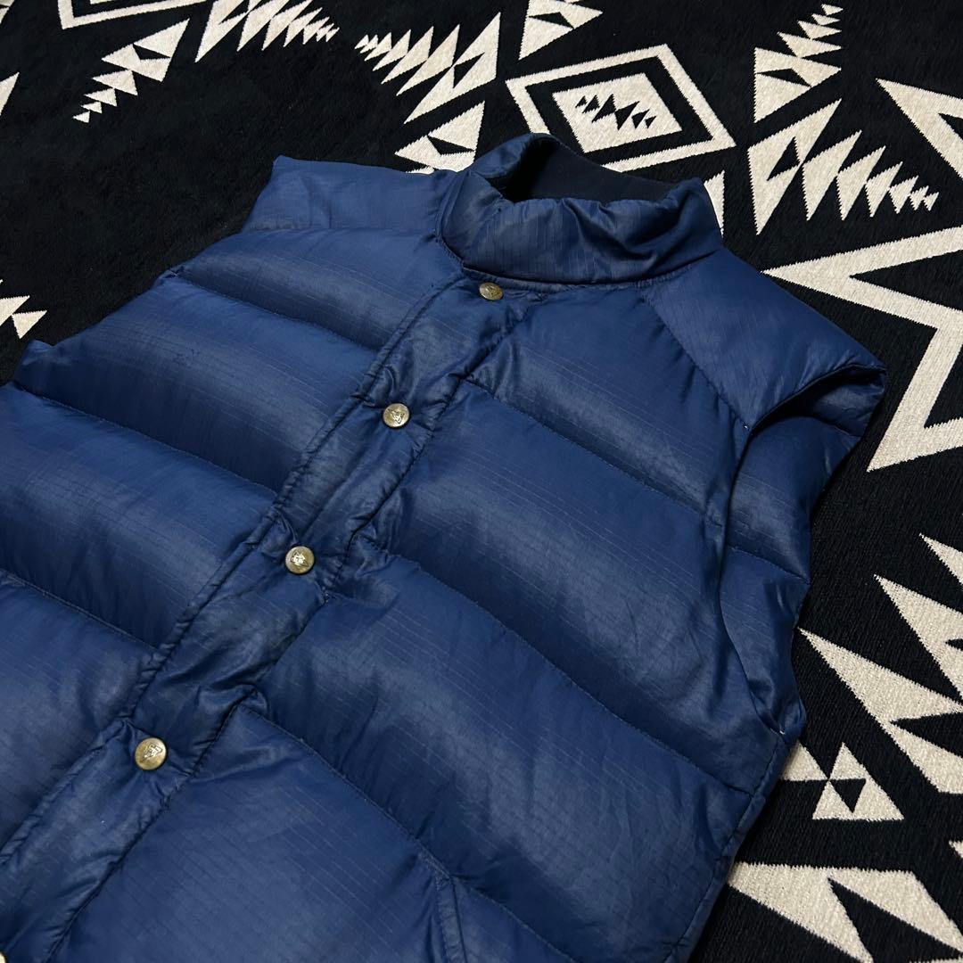 70s Eddie Bauer ダウンベスト 黒タグ リップストップ ネイビー
