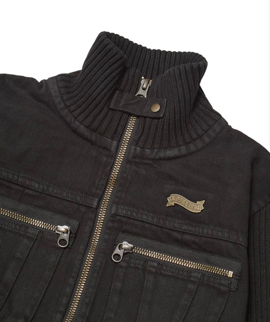 X-girl FADED RIBBED SLEEVE JACKET 黒