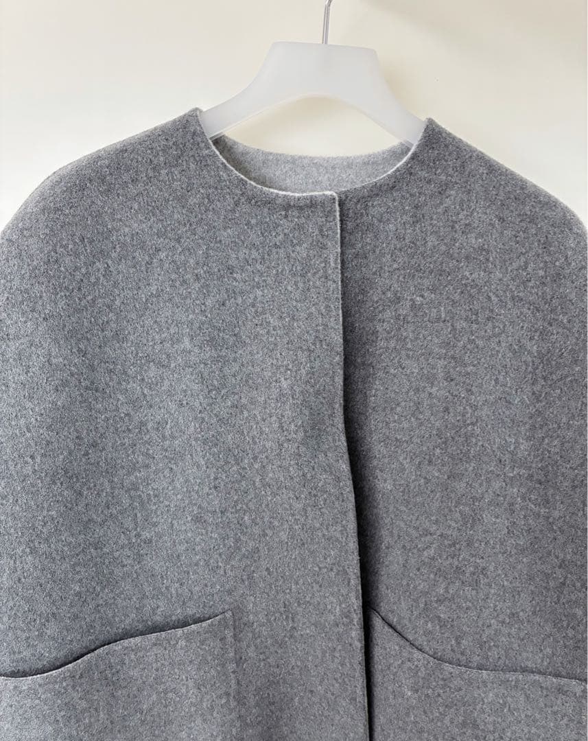 極美品 UNITED ARROWS バイカラー リバー ケープ 36 グレー