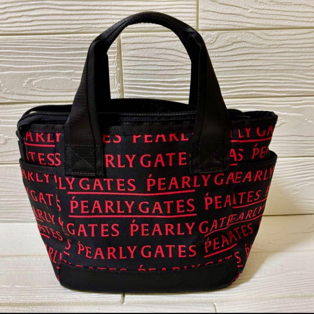 PEARLY GATES ♡ロゴ カートバッグ ラウンドバック　黒/赤