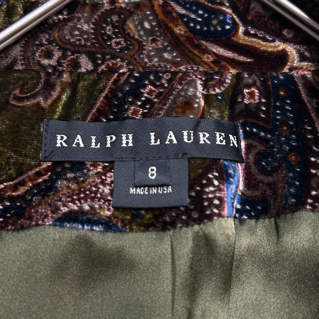 希少 美品 Ralph Lauren ペイズリー総柄 ベロア シャツジャケット