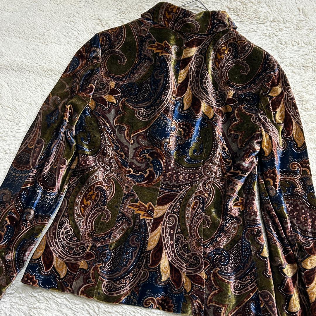 希少 美品 Ralph Lauren ペイズリー総柄 ベロア シャツジャケット