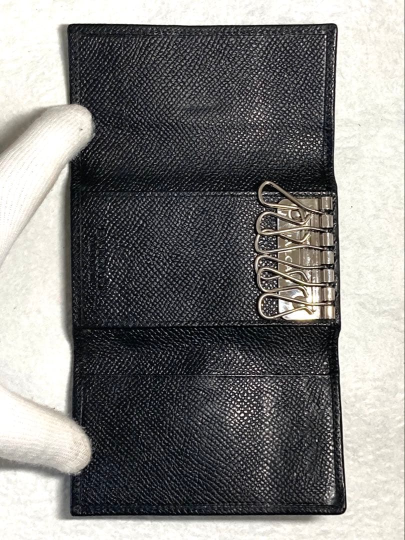 良品　BVLGARI ブルガリ　ブルガリ　レザー　6連キーケース　ブラック　黒