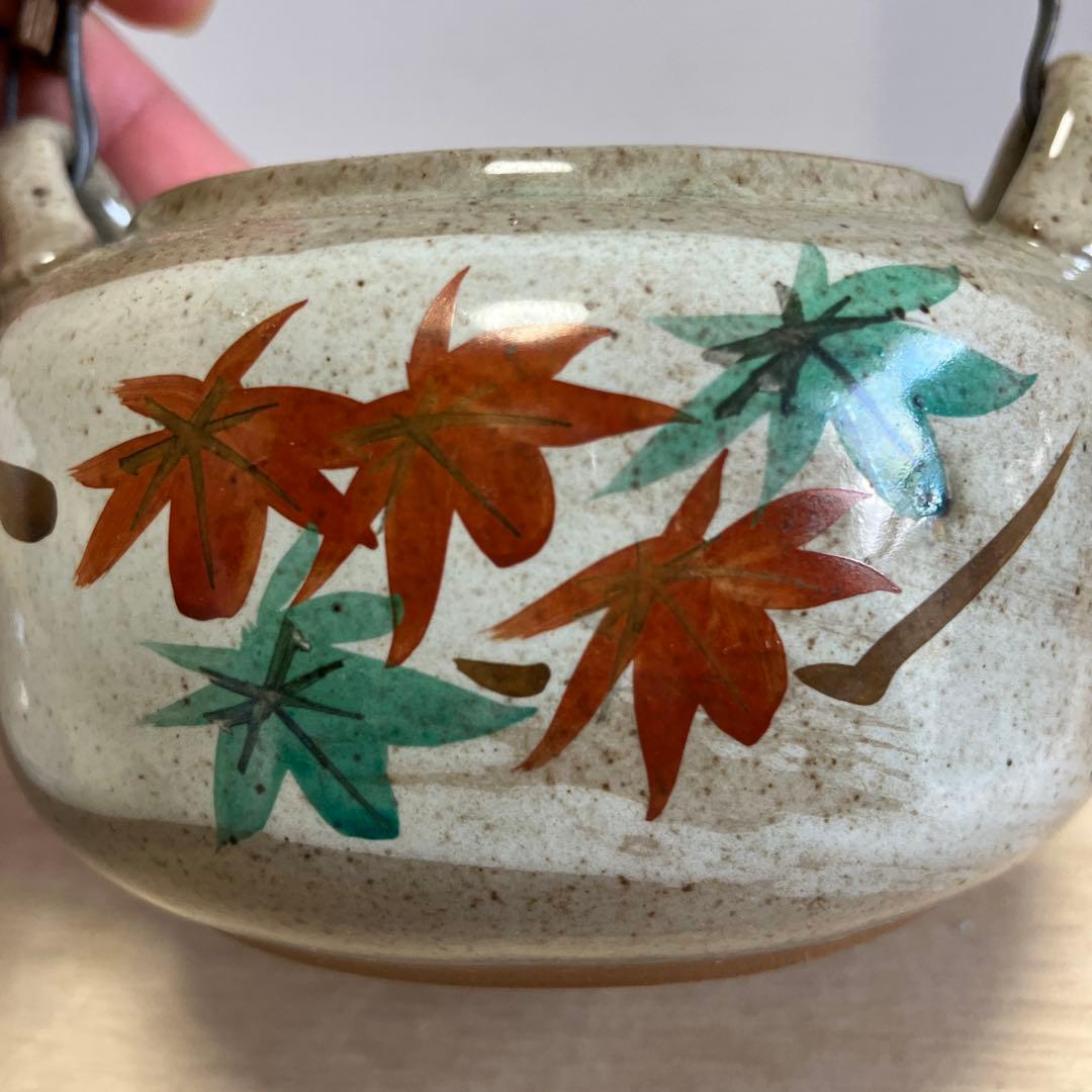 D-4 土瓶 急須 湯呑み セット 茶器 紅葉 もみじ 陶器 藤手 食器 和食器