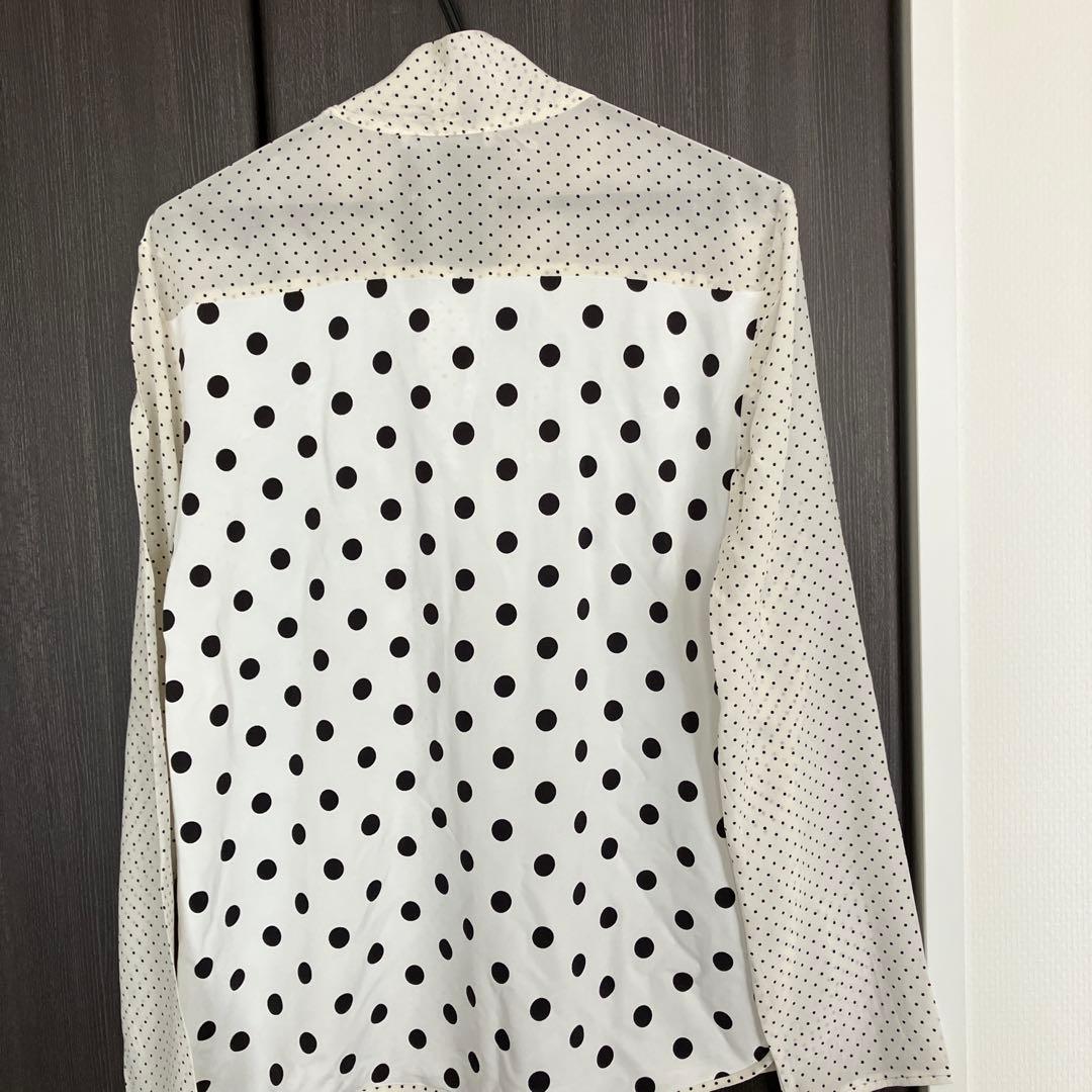 MaxMara アイボリー ドット柄 ボウタイ　ブラウス