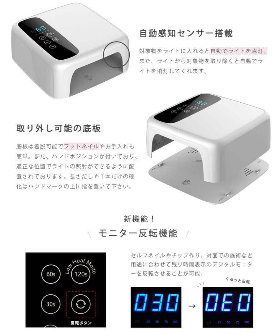 充電式コードレスUV/LEDライト 72W