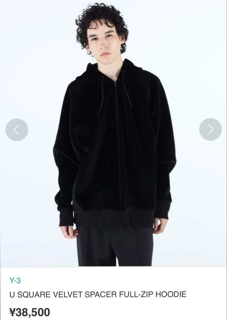 【Y-3】新品U SQUARE VELVET HOODIEベルベットフーディL