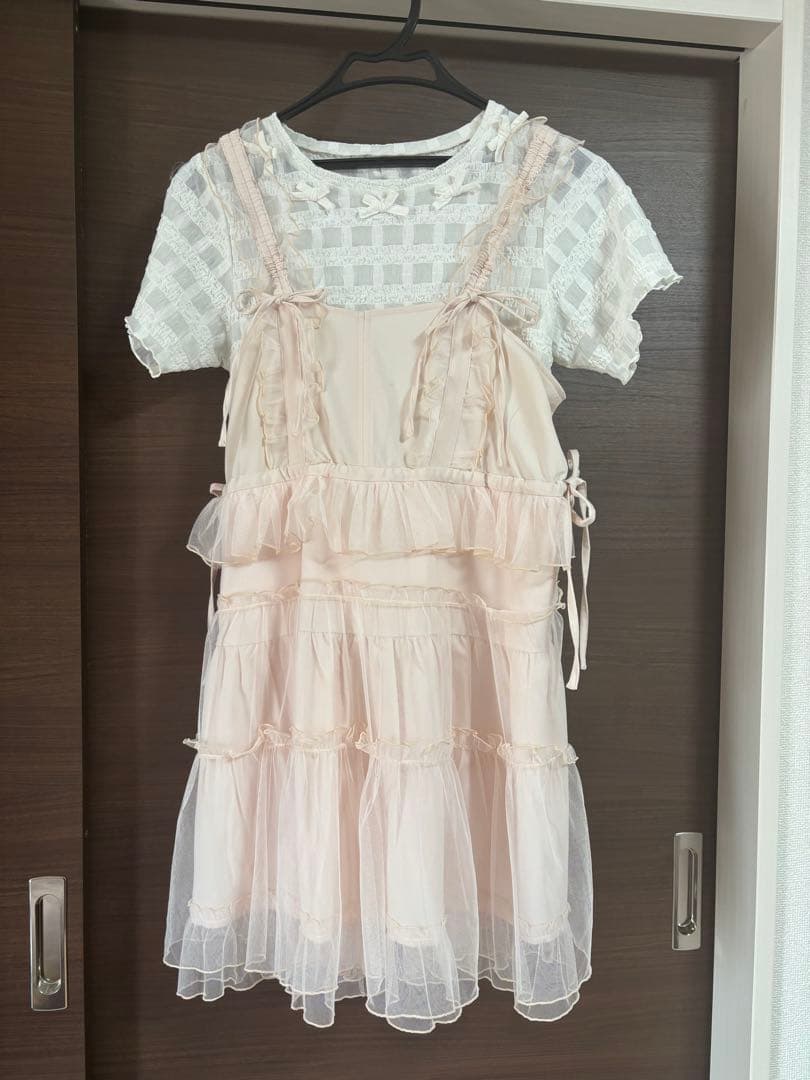 激レア！大人気merry jennyチュールドロストロキャミワンピース♡ピンク