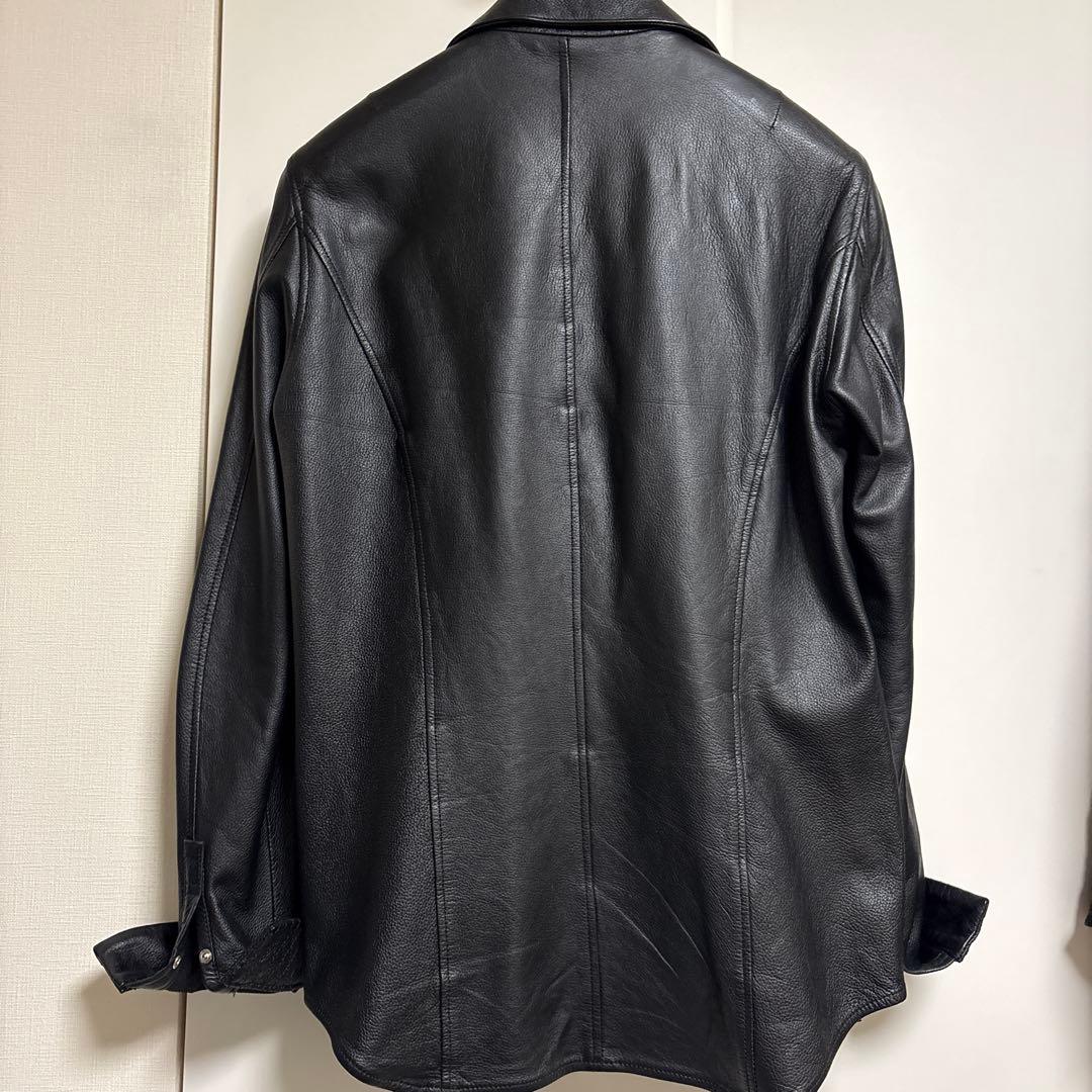 AKM ブラック レザー シャツジャケット　M