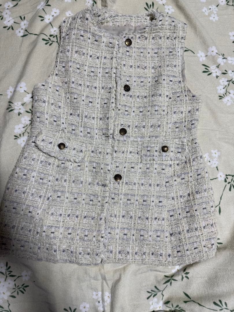 VIS【WEB限定】ノーカラーツイードジレ　美品