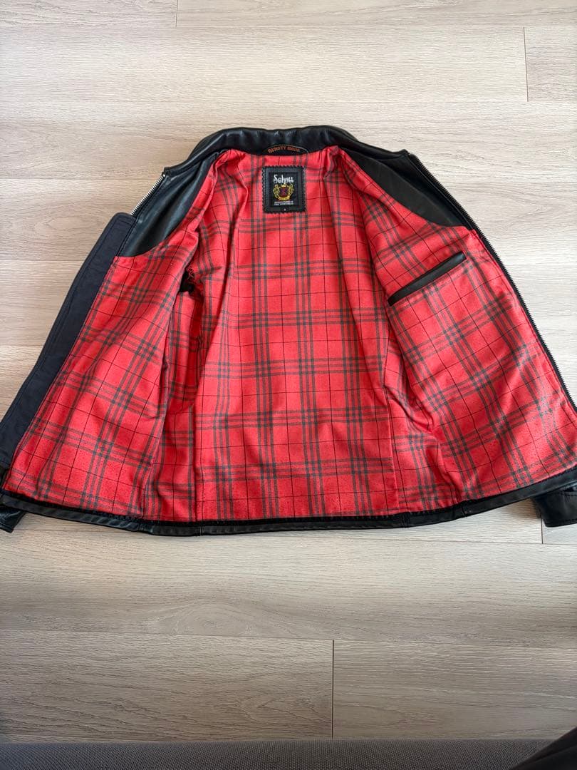 SCHOTT ブラックレザーシングルライダースジャケット