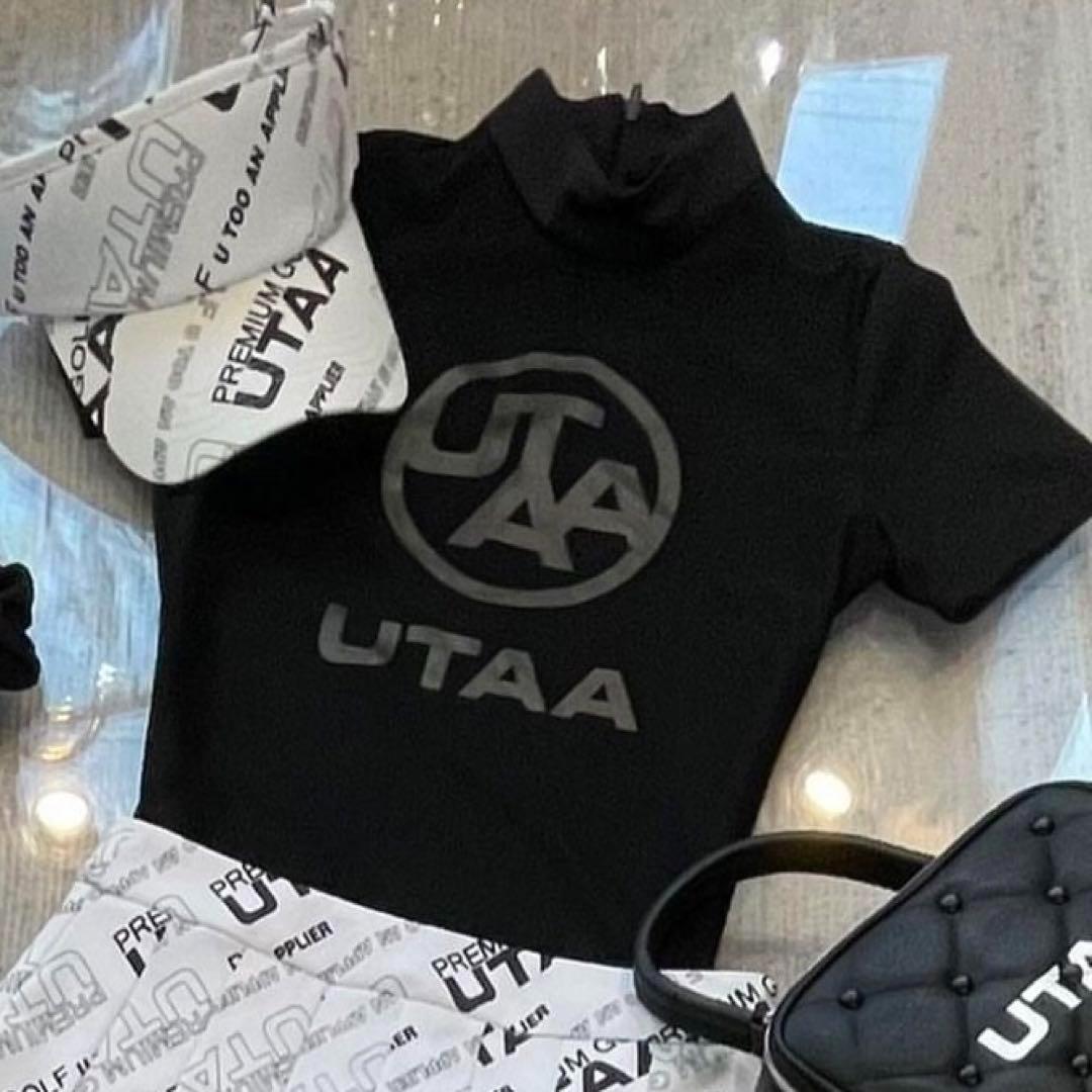 【新品】UTAA　ゴルフウェア　トップス　モックネック　半袖　ブラック　黒　S