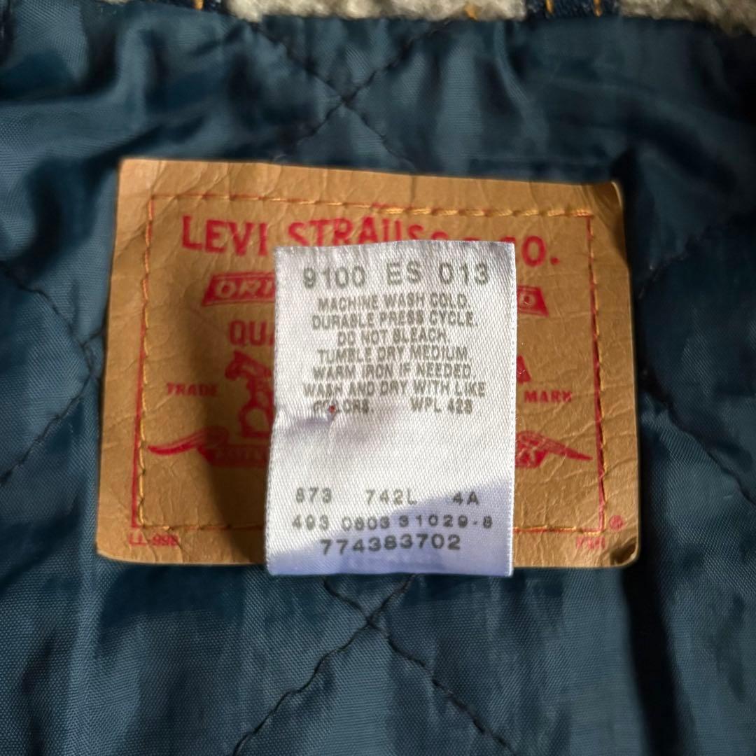 【00s Levi's】デニムジャケット　ボア　キルティング　メキシコ製　短丈
