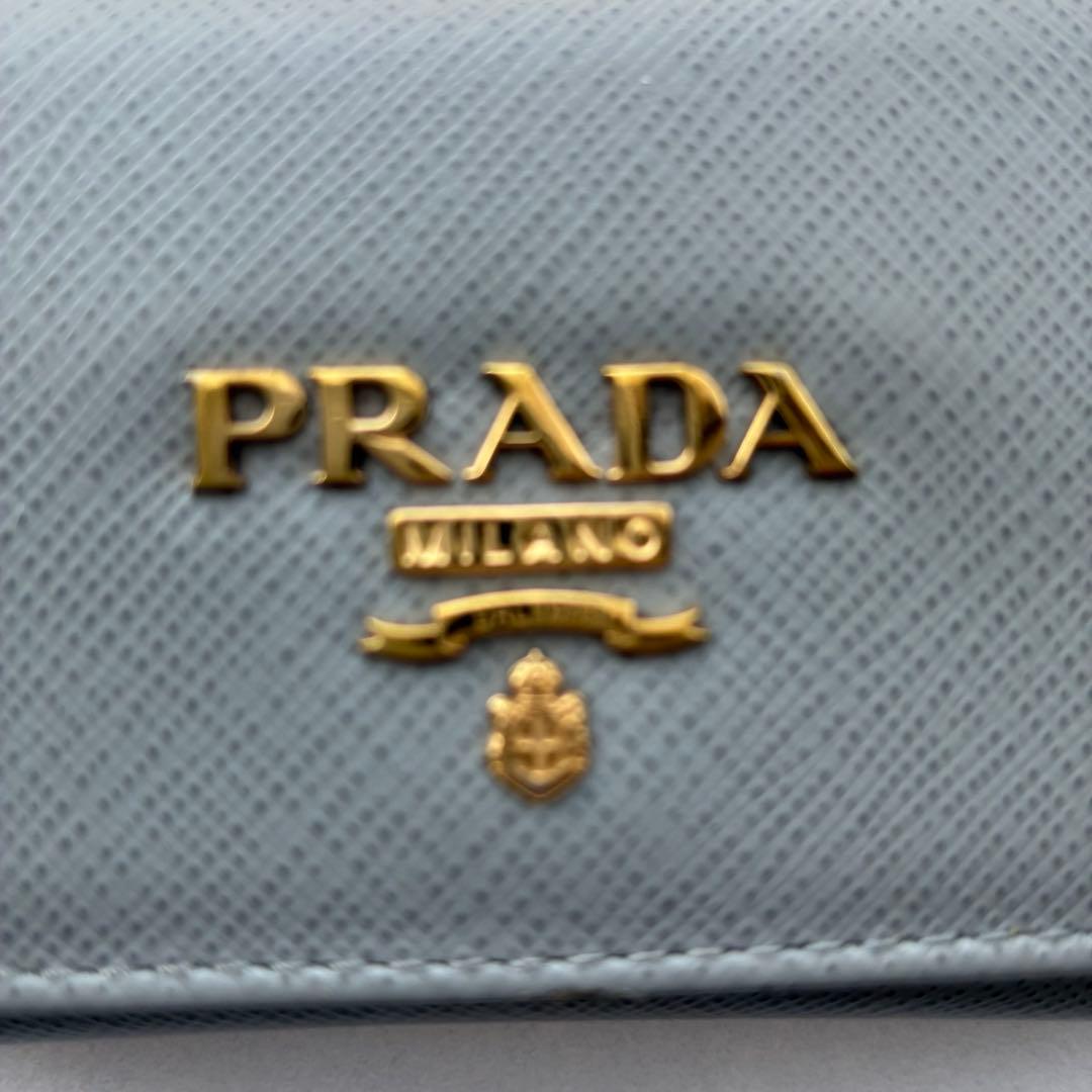 【車間距離】PRADA プラダ キーケース 4連 キーリング グレーブルー