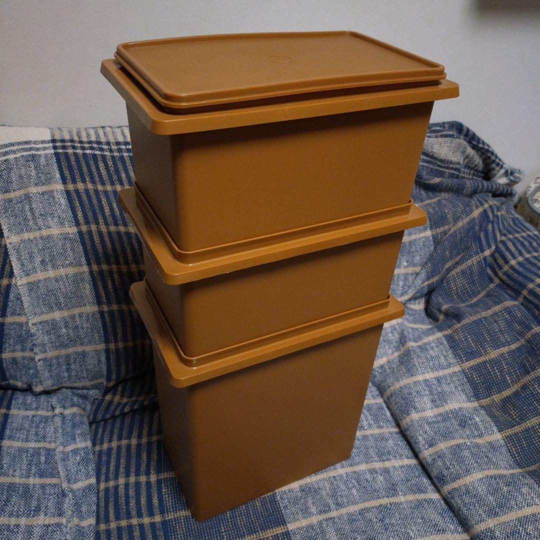 Tupperware ブラウン 食品保存容器 3個セット　H33×W27×D17