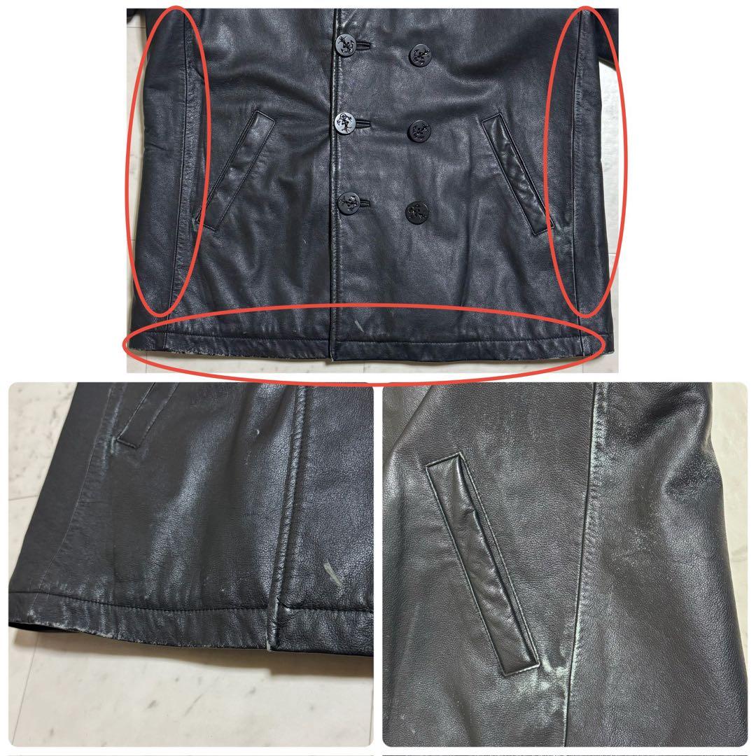 【オーバーサイズ 3L相当】OLD GAP 90s レザーピーコート 本革 黒