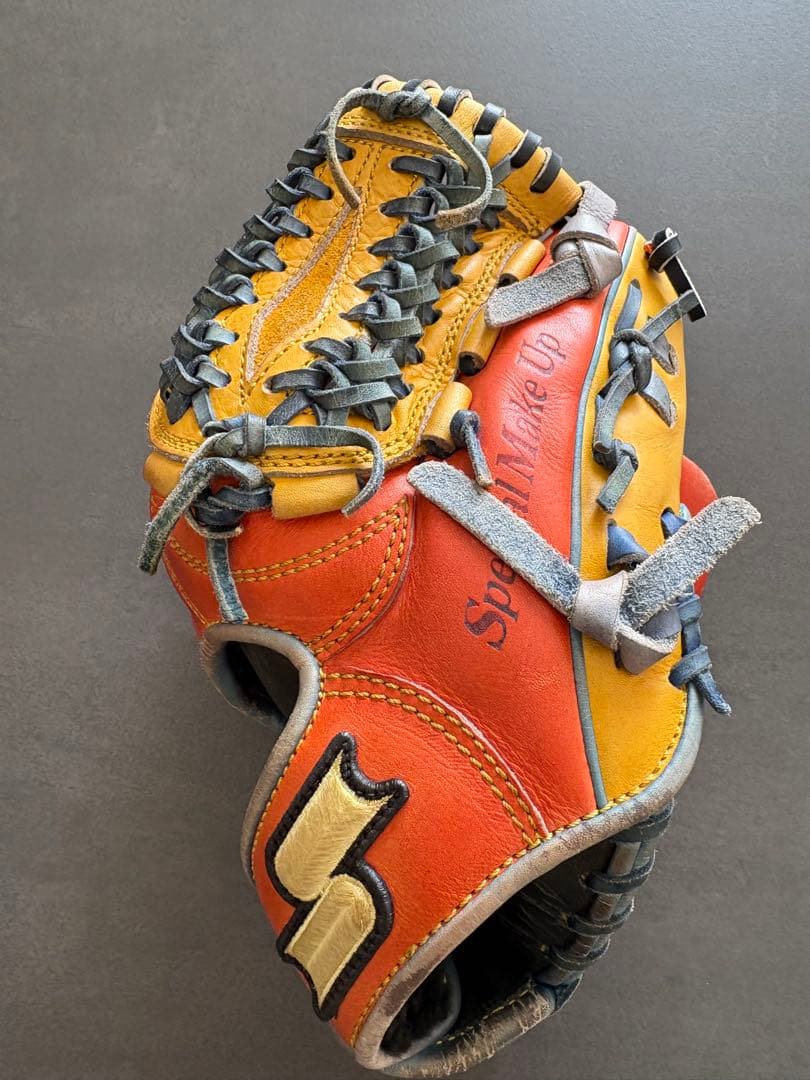 硬式野球グローブ 内野手用オレンジ イエロー