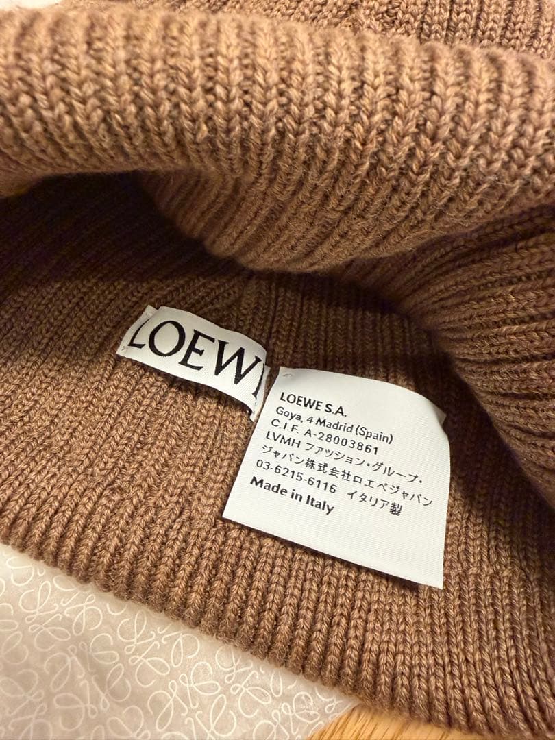 試着のみ LOEWE ニットビーニー帽 ライトブラウン