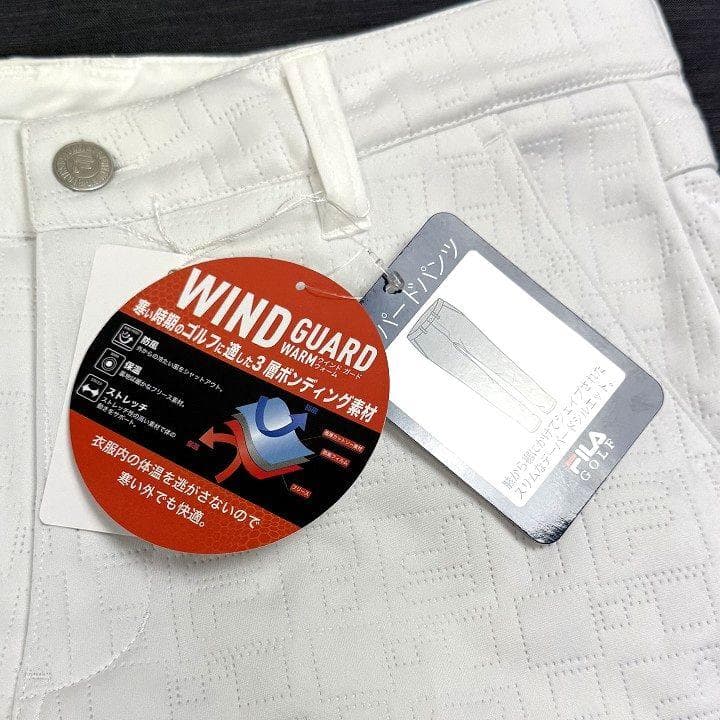 新品 フィラ ゴルフ 高周波キルト 3層ボンディング パンツ フリース 白 86