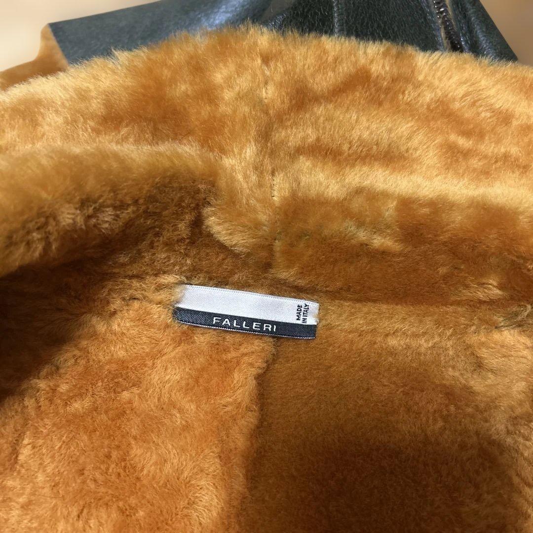 ダークグリーン レザーファージャケット　ヴィンテージ美品