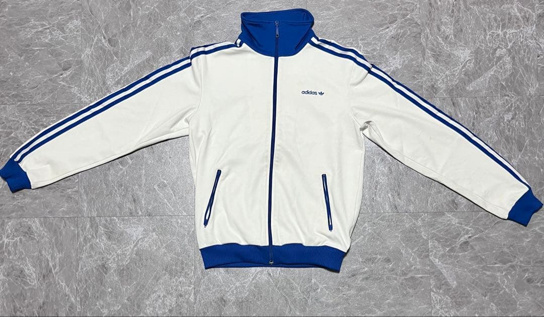 adidas トラックジャケット ホワイト/ブルー