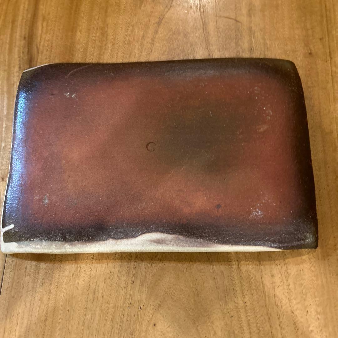 萩焼 岡田窯 日本工芸会正会員「岡田 裕」造 萩 線 角皿 大皿