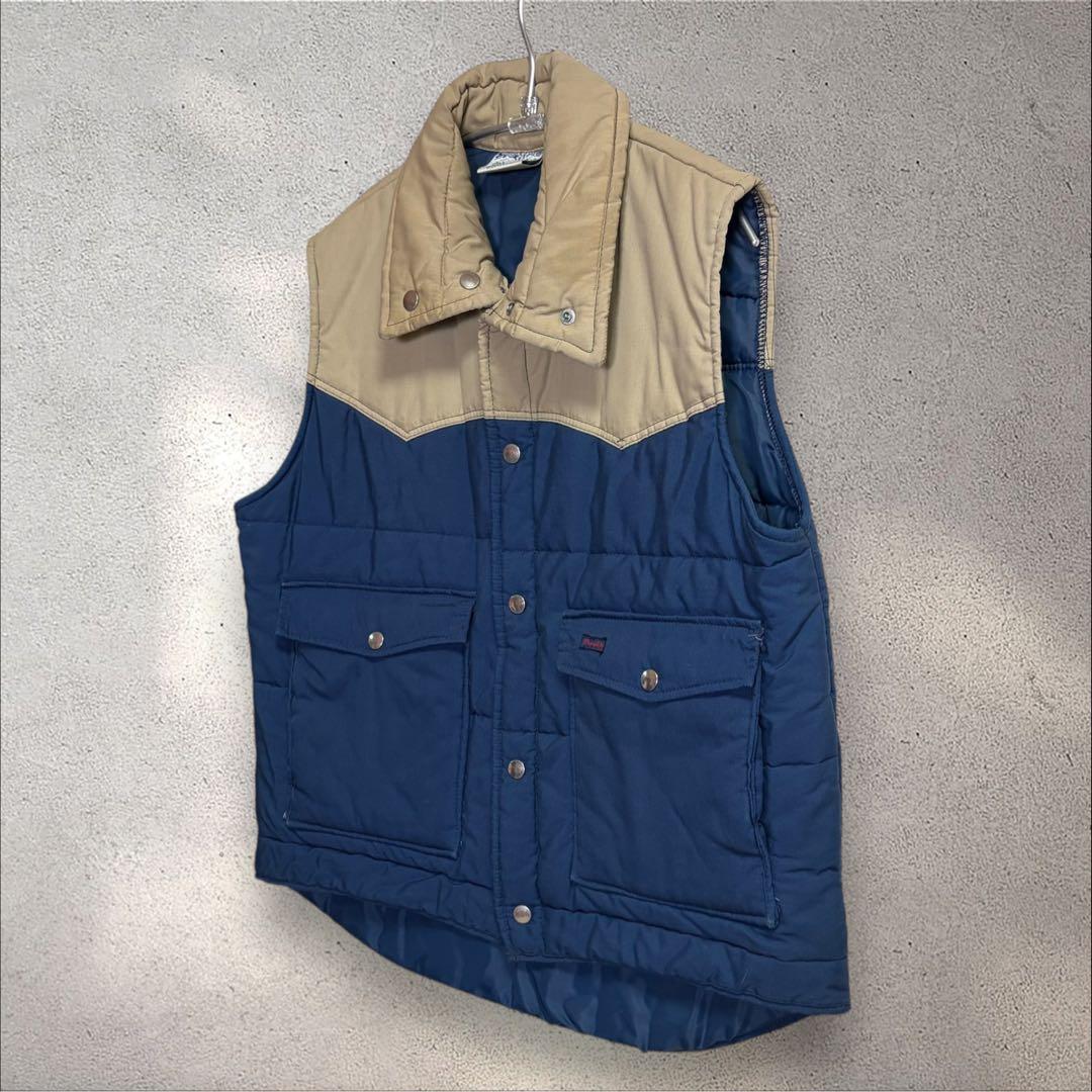 USA製 Wrangler 70s 中綿 ウエスタン ベスト L 好配色 ダウン