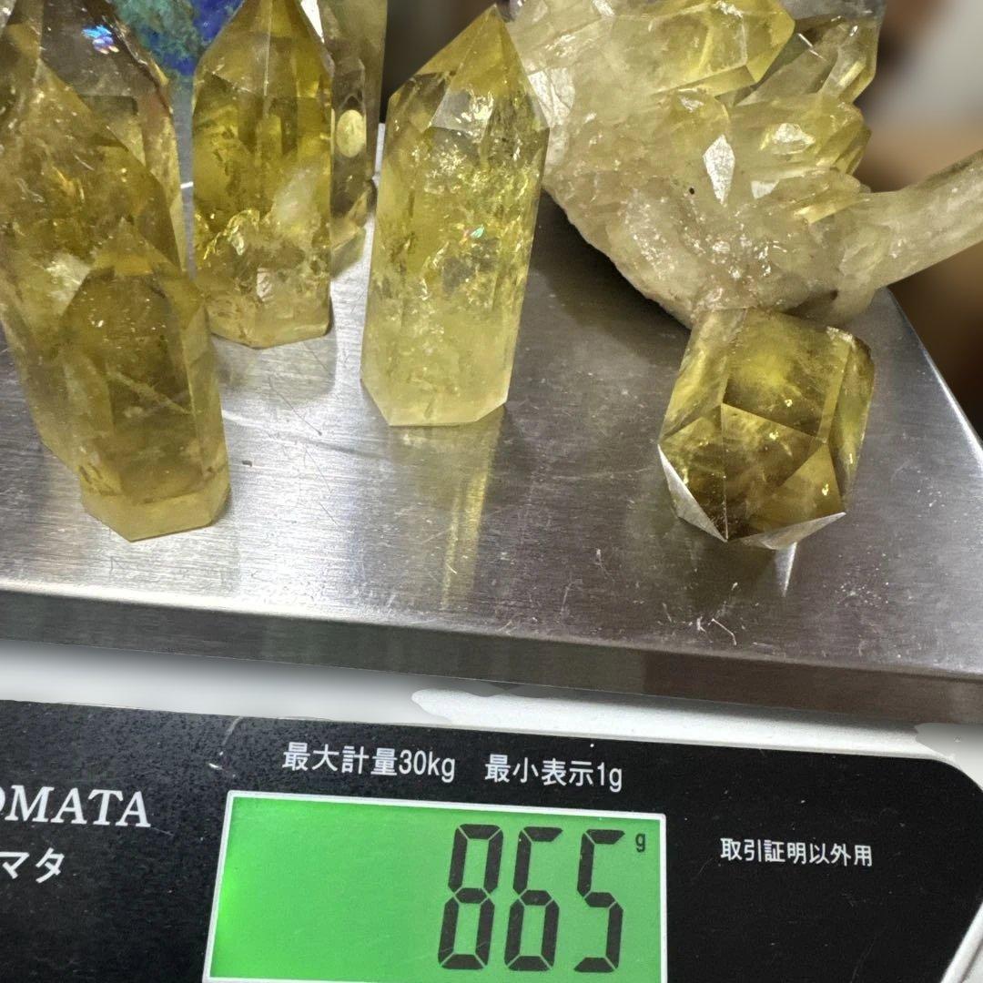 高透明　シトリンクラスター 原石 台座付き　スモーキーシトリン　ポイントセット
