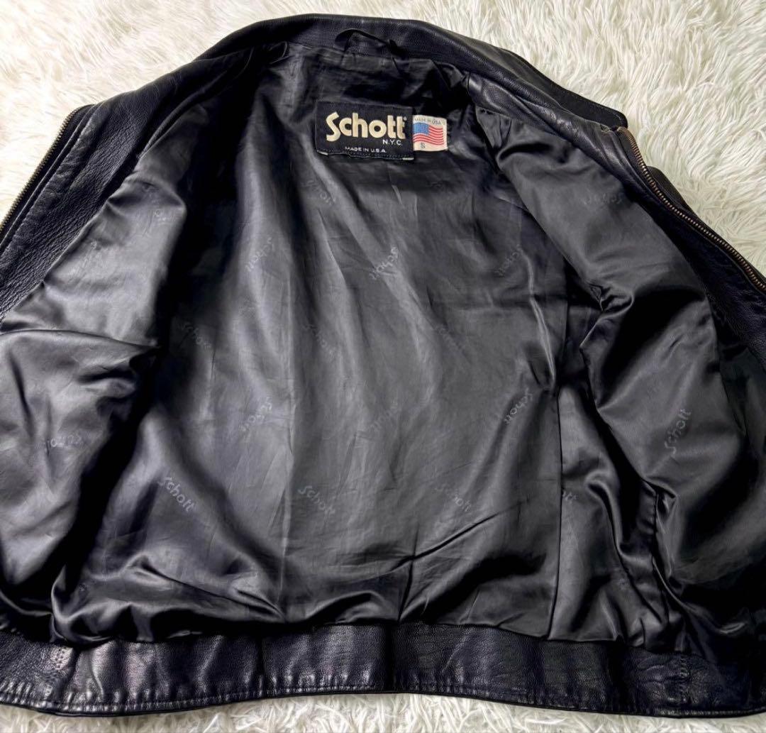 希少✨schott トラッカージャケット　ブラック　247W 本革　レザー