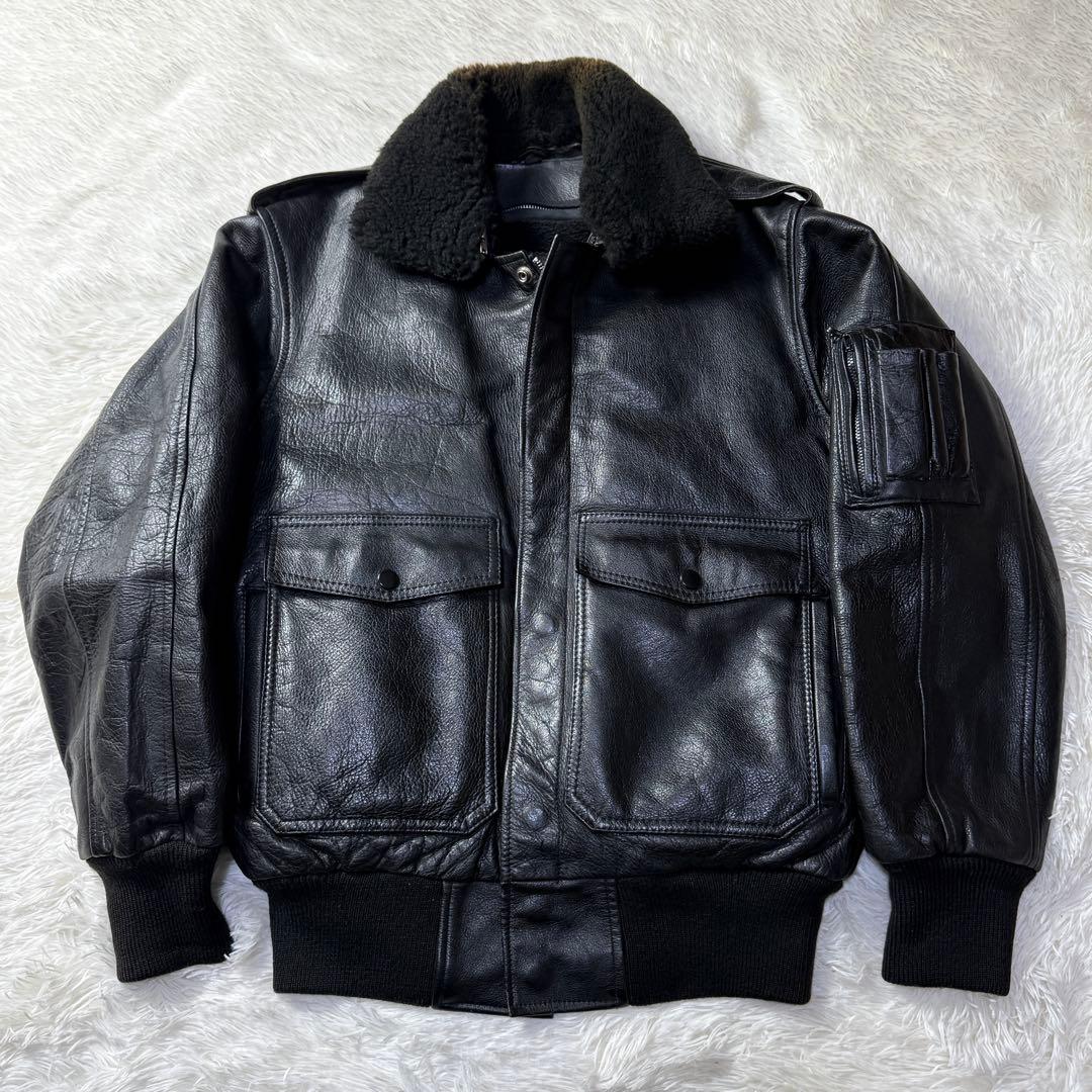 【90s】G-1 フライトレザージャケット M 襟ボア・ライナー付き完品！