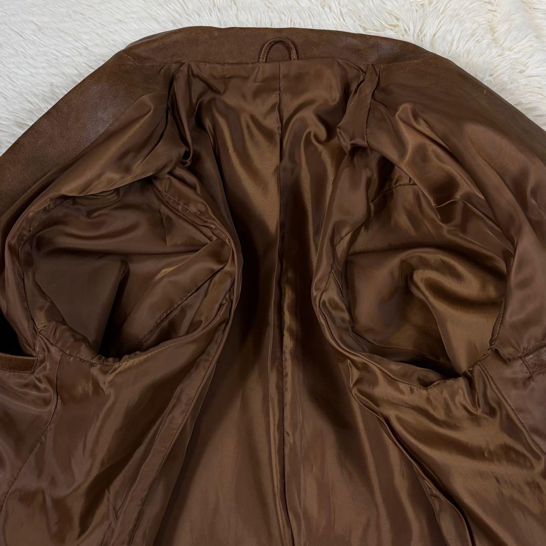 ラフアウト レザージャケット テーラードジャケット 牛革 本切羽 ブラウン LL